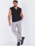 T-shirt sans manches & col V en maille