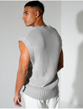 T-shirt sans manches & col V en maille