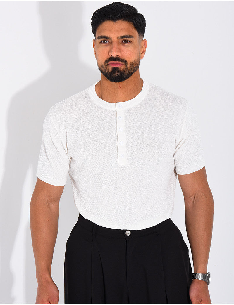 T-shirt texturé à boutons