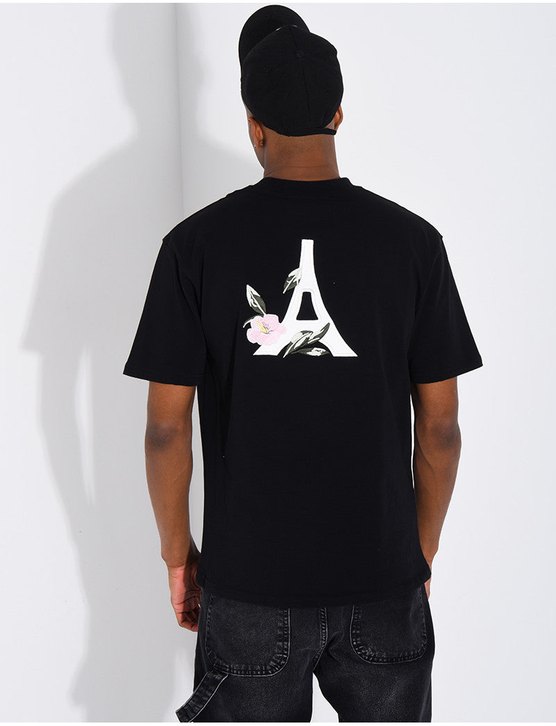 T-shirt tour eiffel et fleur