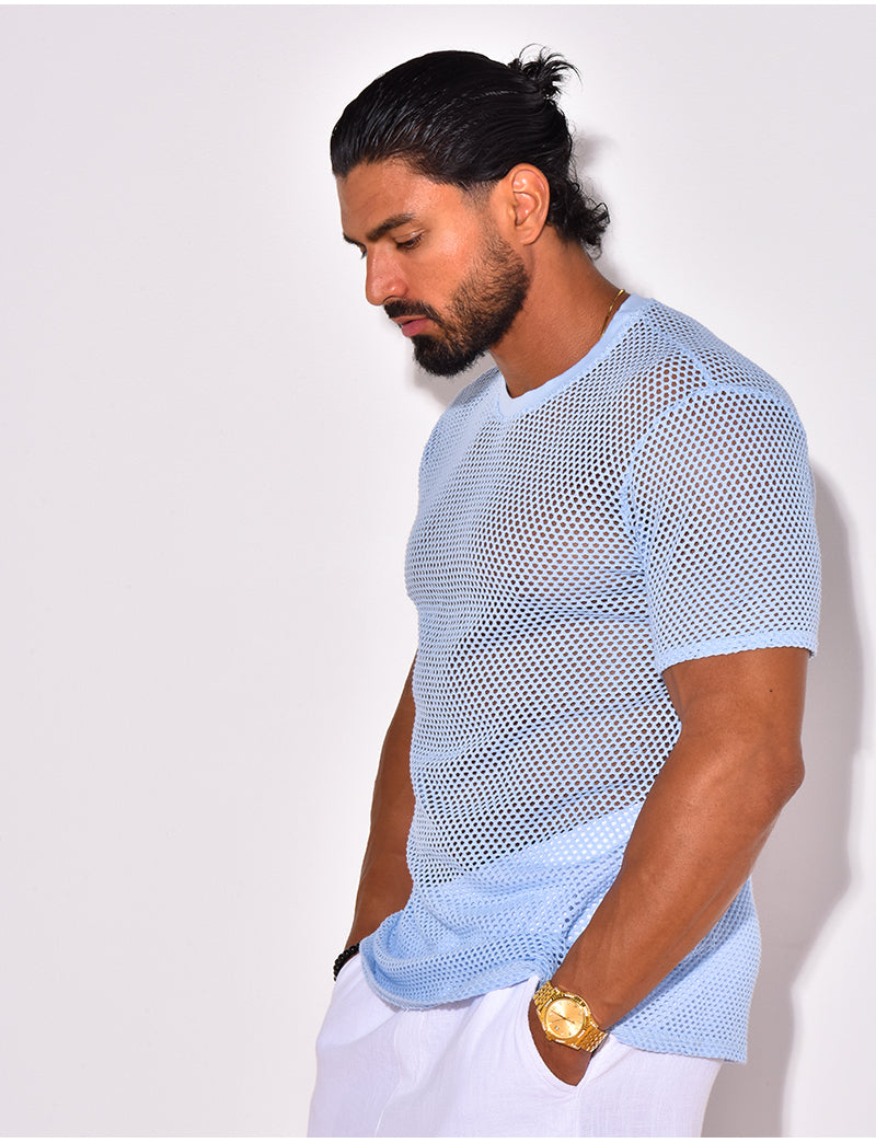 T-shirt uni ajouré
