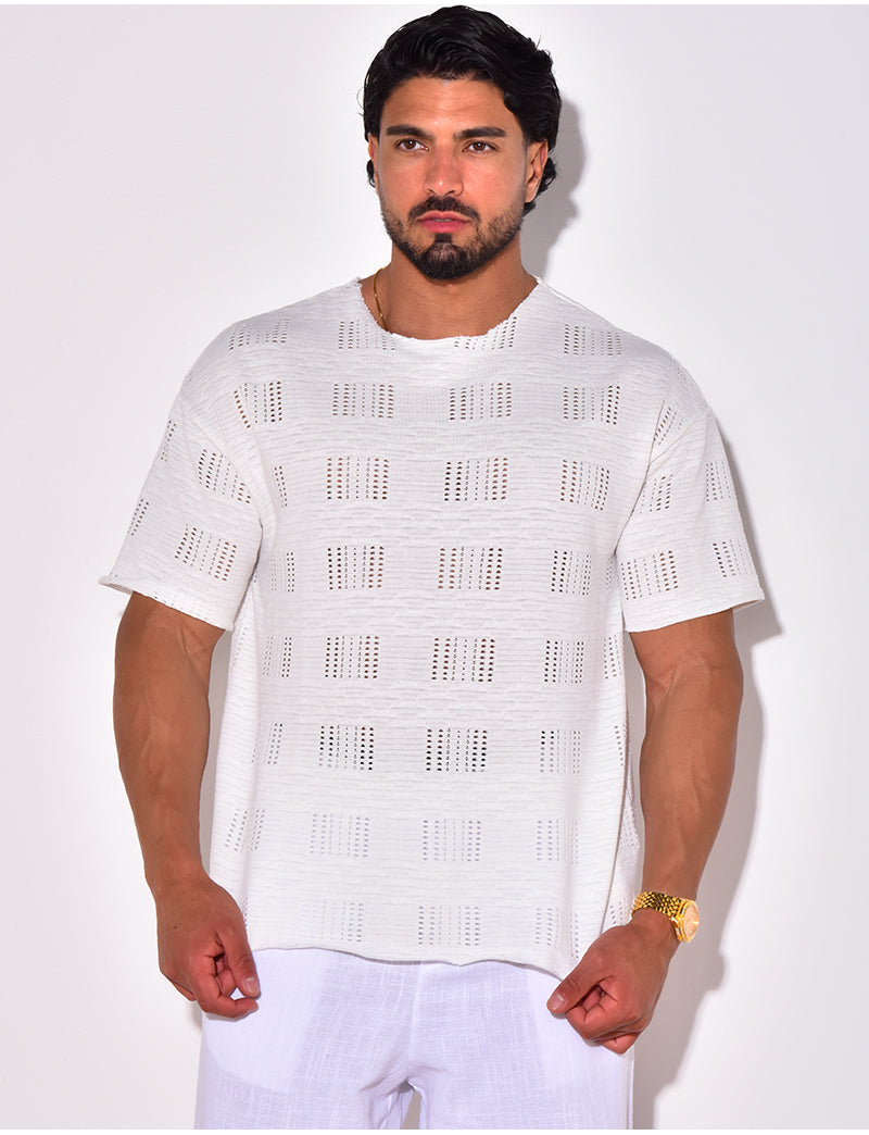 T-shirt uni ajouré