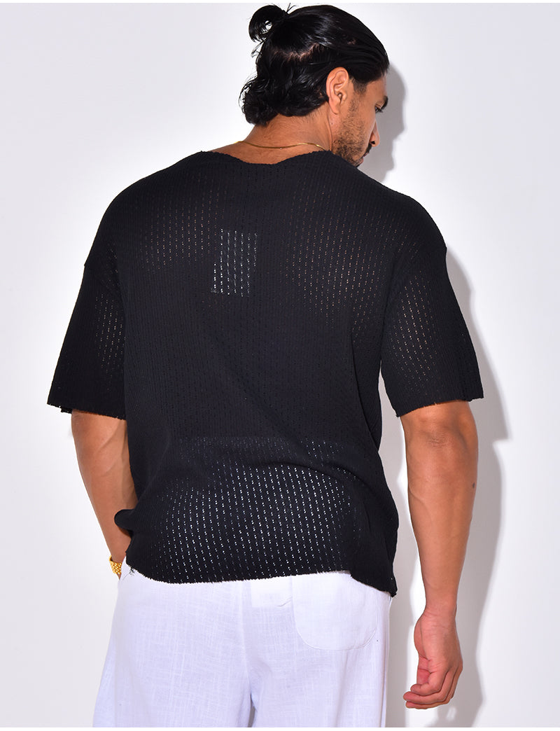 T-shirt uni ajouré