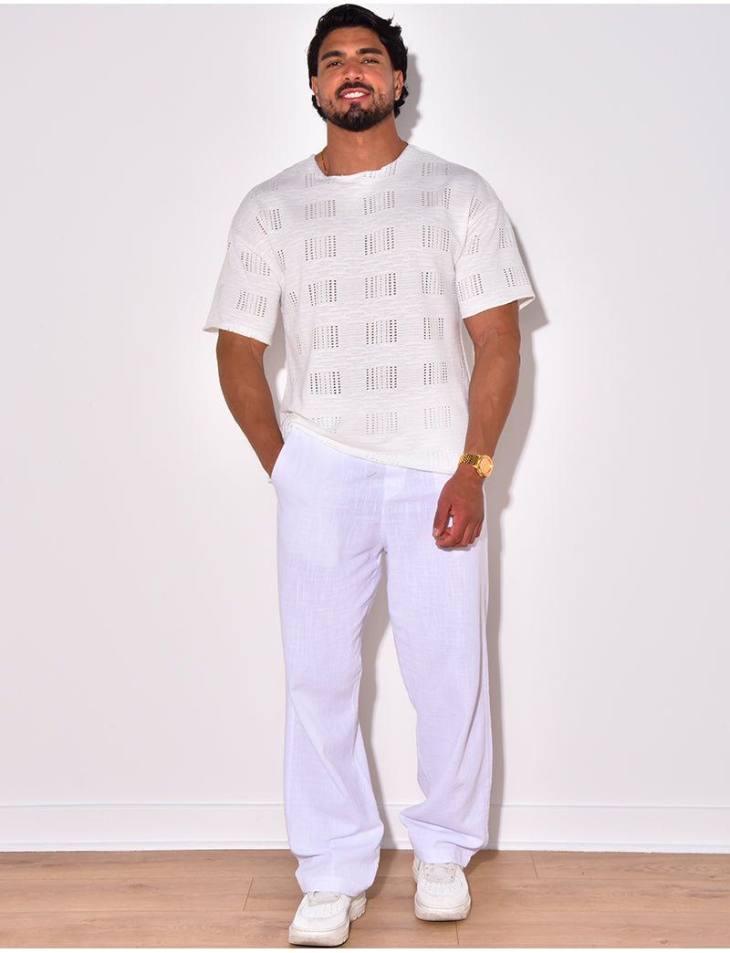 T-shirt uni ajouré