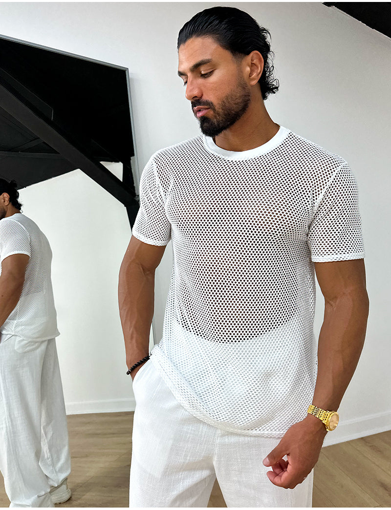 T-shirt uni ajouré