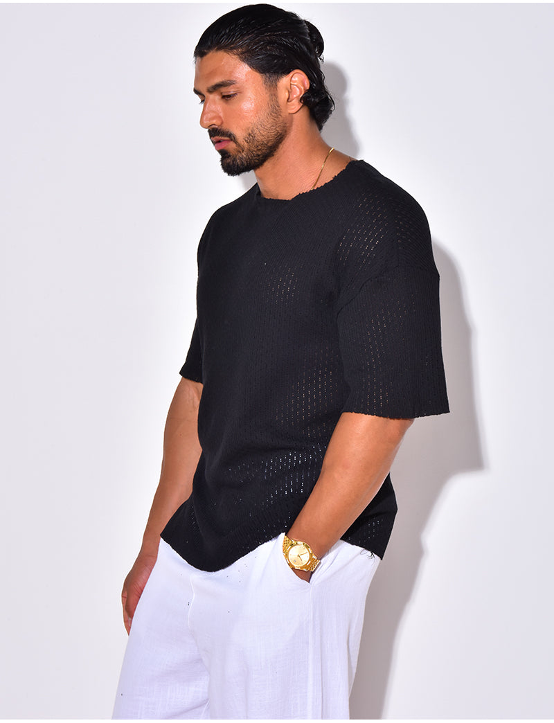 T-shirt uni ajouré