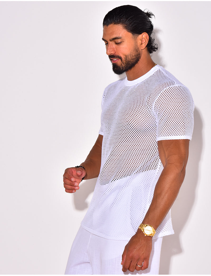 T-shirt uni ajouré