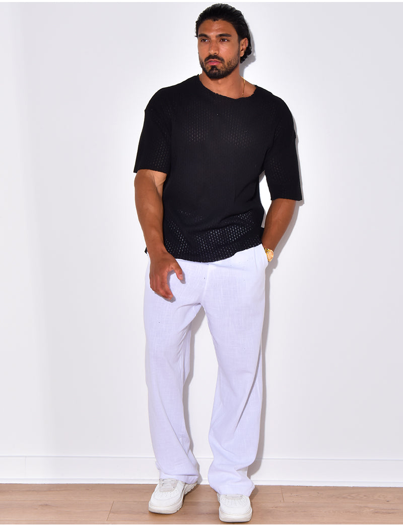 T-shirt uni ajouré