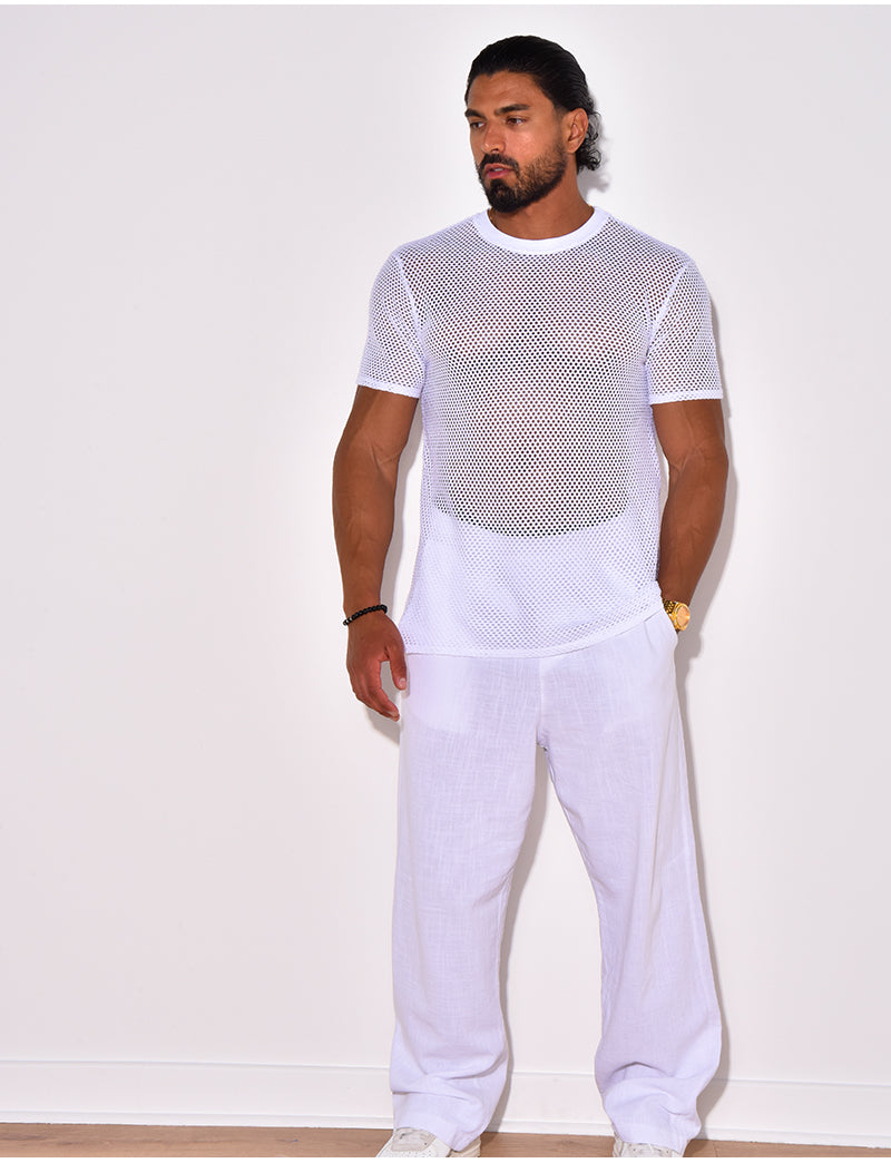 T-shirt uni ajouré