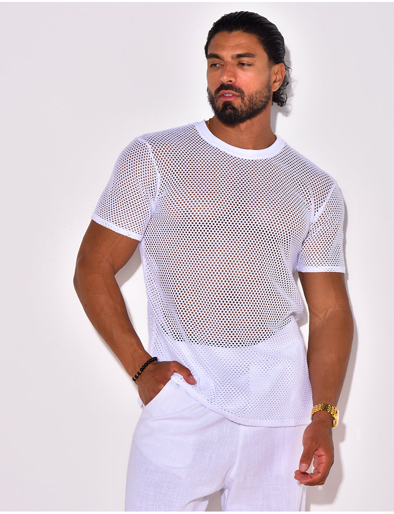 T-shirt uni ajouré