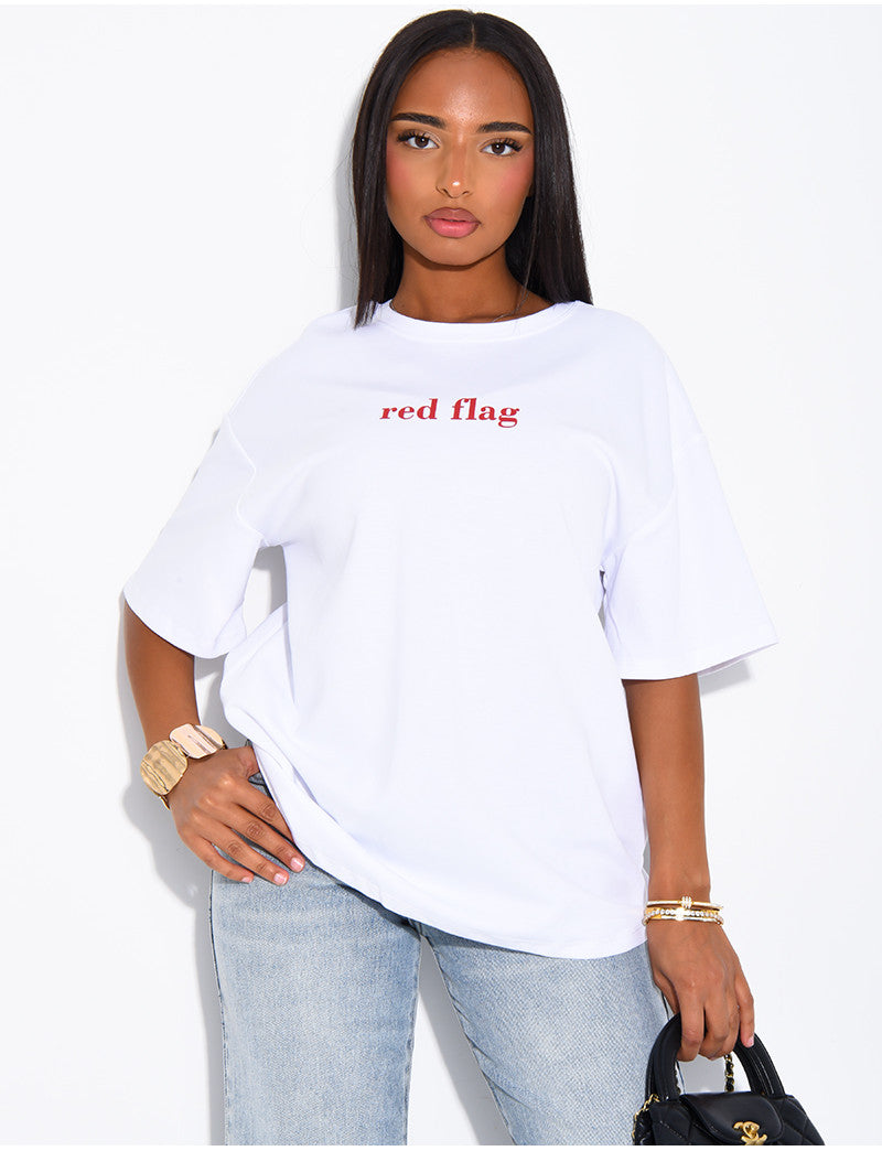 T-shirt oversize uni "Red Flag" en coton