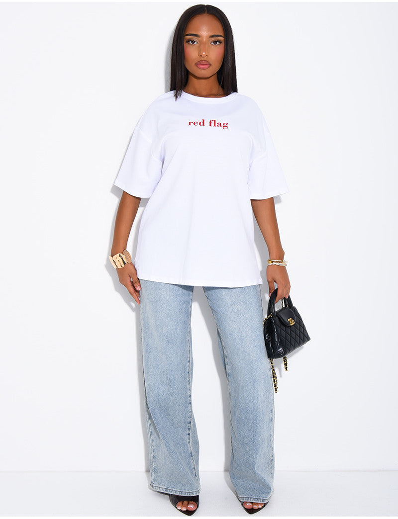 T-shirt oversize uni "Red Flag" en coton