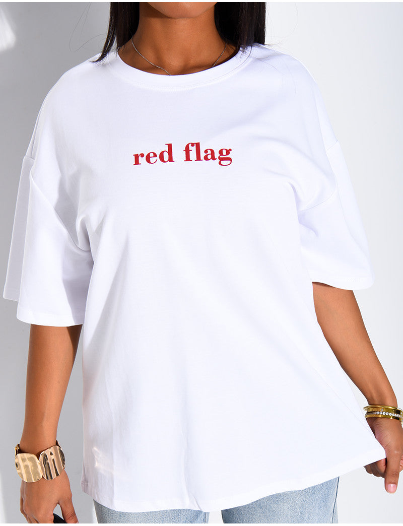 T-shirt oversize uni "Red Flag" en coton