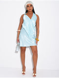 Robe courte dos nu en satin & perles colorées