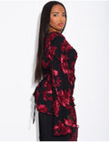 Top doublé asymétrique à fleurs brodés