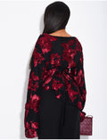 Top doublé asymétrique à fleurs brodés