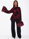Top doublé asymétrique à fleurs brodés