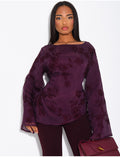 Top doublé asymétrique à fleurs brodés