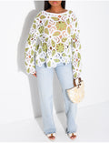 Top crochet ample à motifs colorés