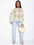 Top crochet ample à motifs colorés