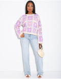 Top crochet ample à motifs colorés