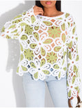Top crochet ample à motifs colorés