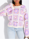 Top crochet ample à motifs colorés
