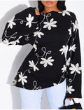 Top effet lin asymétrique à nouer avec motifs brodés