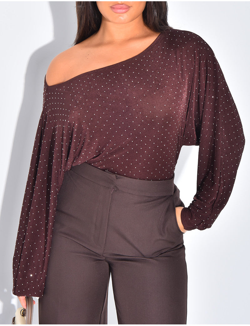 Top fluide asymétrique à strass