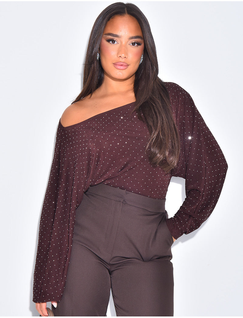 Top fluide asymétrique à strass
