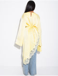 Top long asymétrique en satin à dentelle