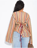 Top manches longues en crochet multicolor