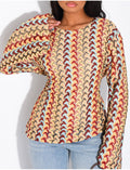 Top manches longues en crochet multicolor