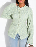 Top manches longues en dentelle doublé et attaches style asiatique