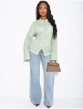 Top manches longues en dentelle doublé et attaches style asiatique