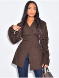 Manteau cintrée effet cache coeur à serrer dans le dos