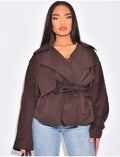 Trench court en tissu imperméable à nouer