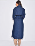 Trench très long en jeans à ceinture