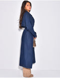Trench très long en jeans à ceinture
