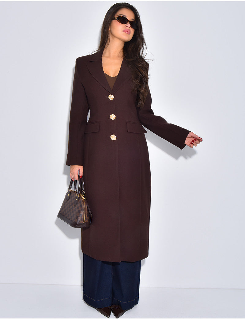 Manteau très cintré à boutons dorés