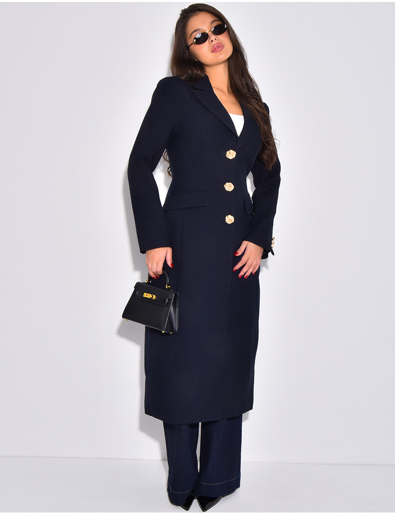 Manteau très cintré à boutons dorés