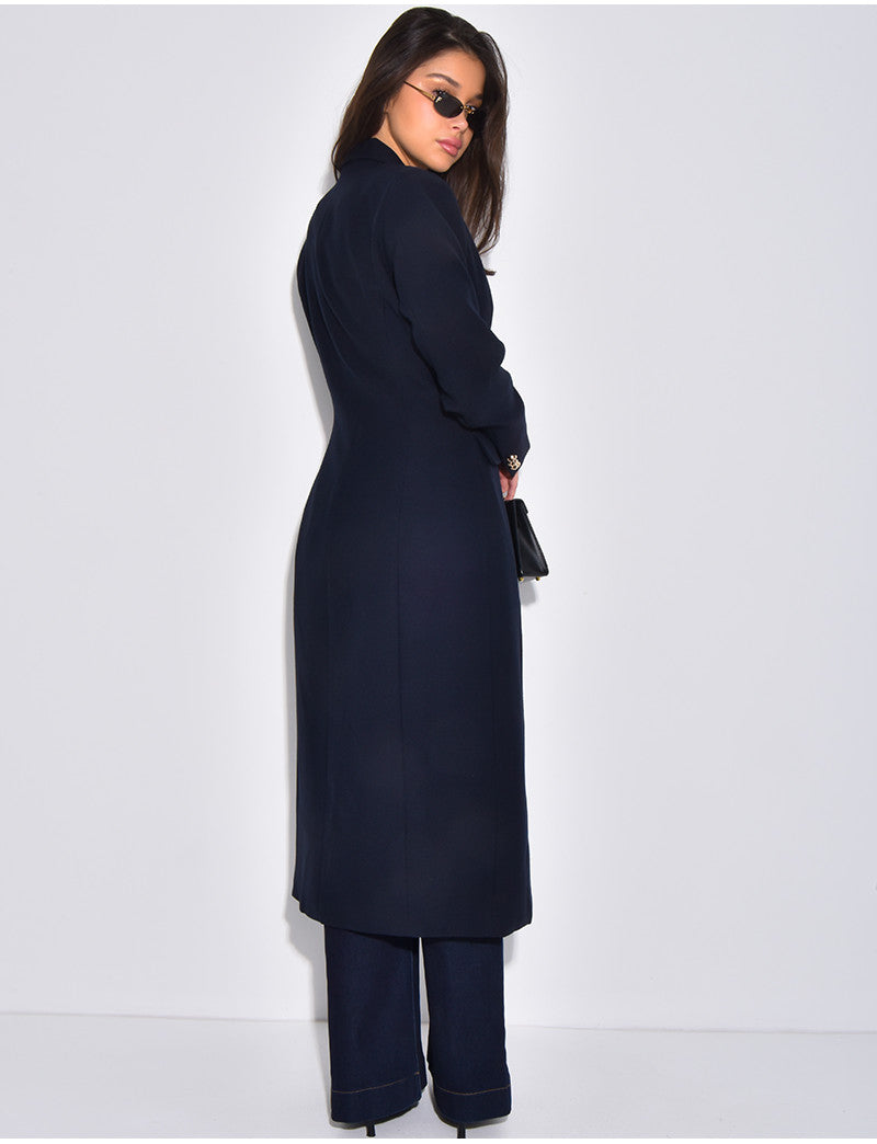 Manteau très cintré à boutons dorés