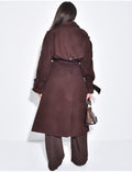 Trench long en feutrine à ceinture à la taille