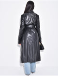 Trench long en cuir vegan