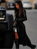 Trench long en cuir vegan