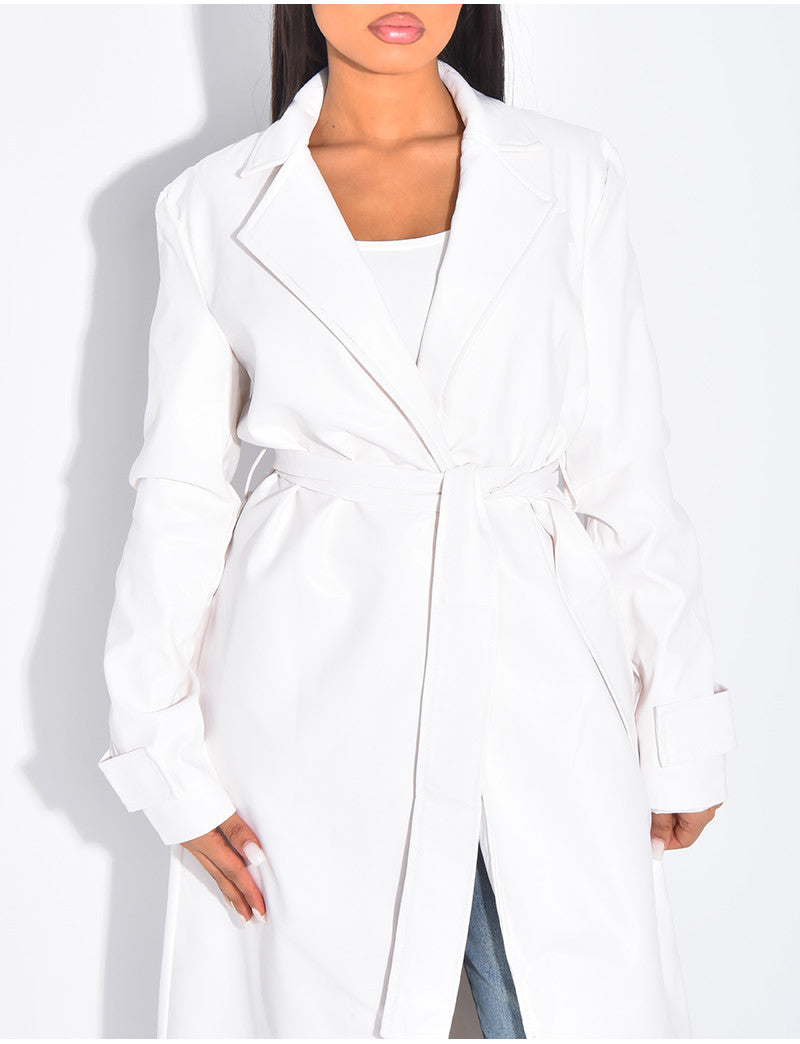 Trench long en cuir vegan