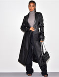 Trench long en cuir vegan