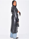 Trench long en cuir vegan