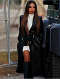 Trench long en cuir vegan
