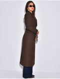 Blazer manteau très long et cintré à boutons